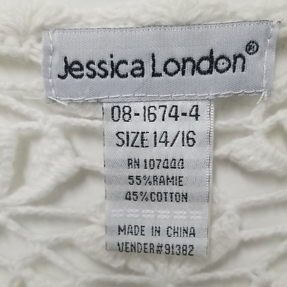 Crochet Cropped Cardigan Sweater Vneck White Coquette Size Large - Picture 9 of 9